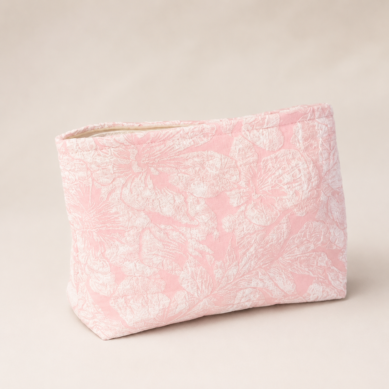Pink Quilted Floral Clutch Pouch