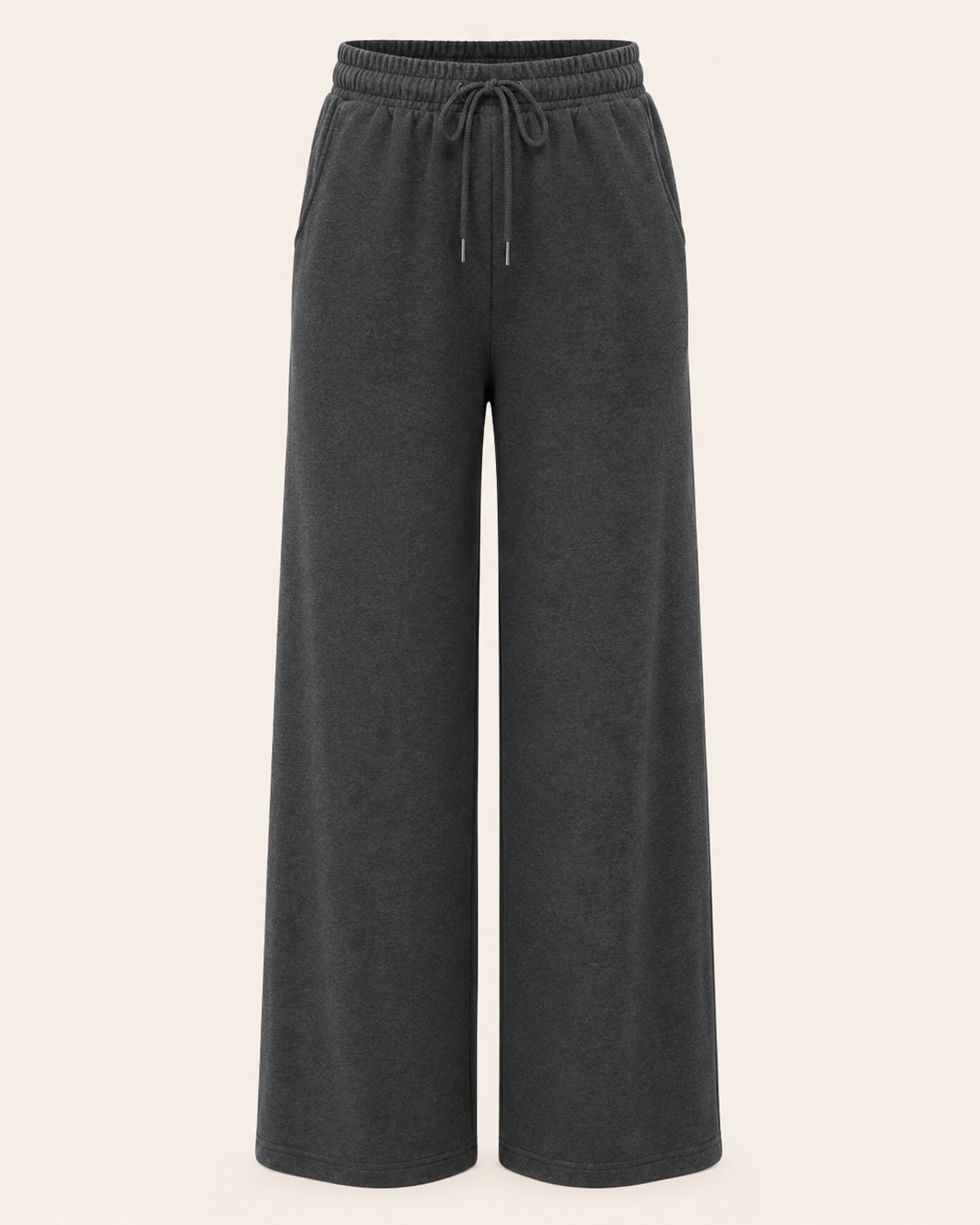 Women’s Charcoal Gray Wide Leg Drawstring Pants – Casual Loose Fit Trousers