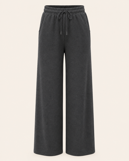 Women’s Charcoal Gray Wide Leg Drawstring Pants – Casual Loose Fit Trousers