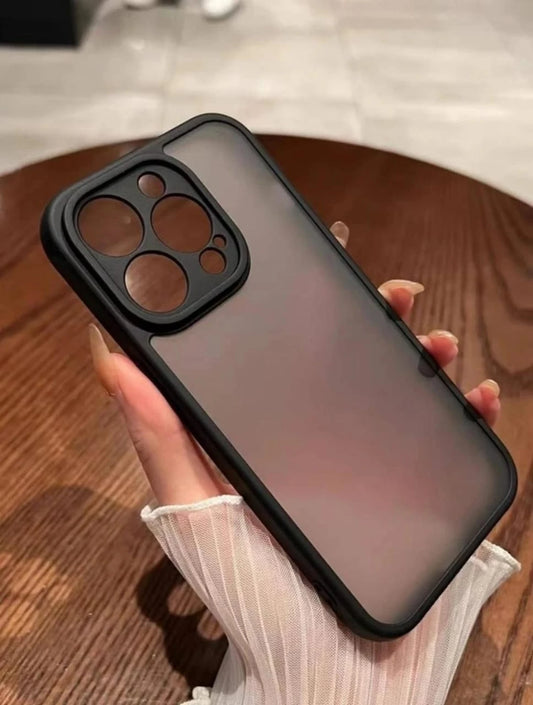 Matte Transparent Back Phone Case â€“ Slim Black Frame â€“ Shockproof Protection