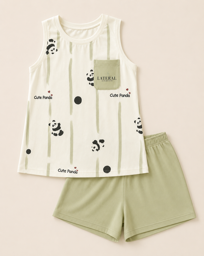 SHEIN Women Cute Panda Sleeveless Lounge Set