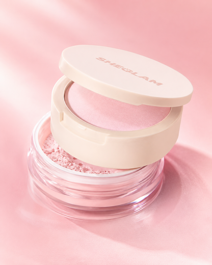 SHEGLAM Blur & Lift Setting Powder Duo – Bubblegum, Pink Brightening Loose Powder for Soft Blurred Makeup Finish