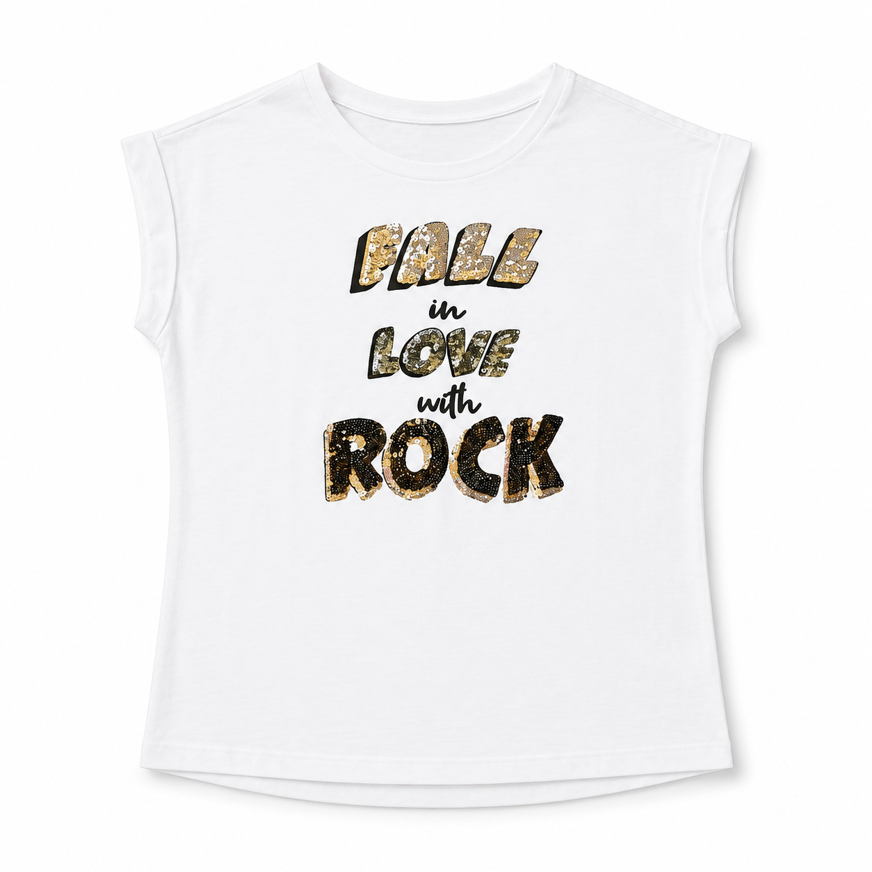 Girls White Graphic T-Shirt – Fall in Love with Rock