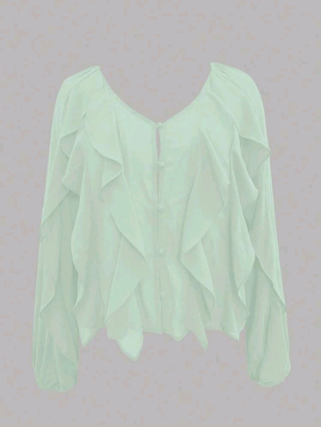 Mint Green Ruffle Front Chiffon Blouse