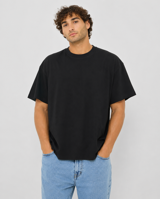 Men’s Black Oversized OK Graphic Cotton T-Shirt, Short Sleeve Casual Streetwear Top