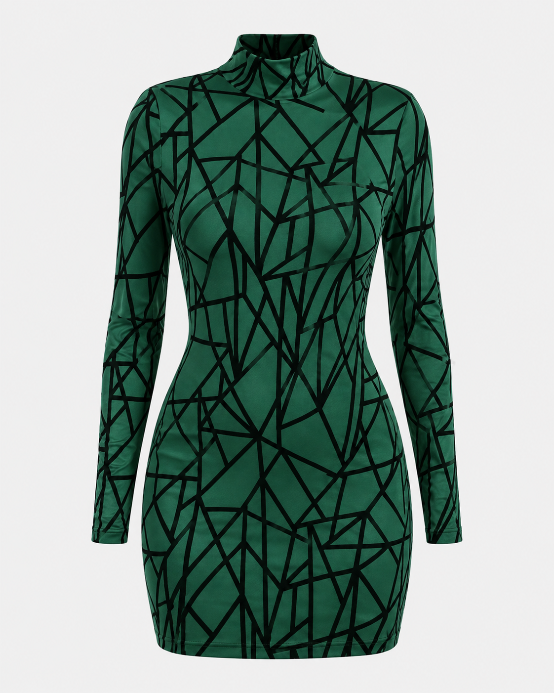 Women’s Green Geometric Print Bodycon Mini Dress