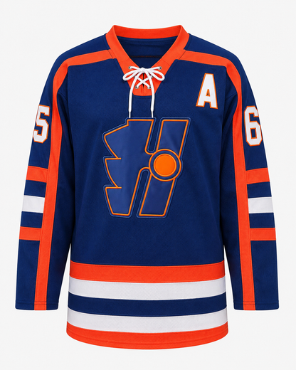 SHEIN Unisex Blue Orange Hockey Style Jersey Shirt