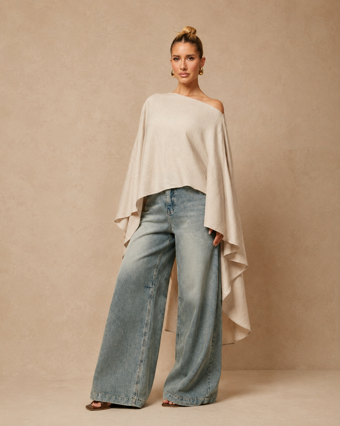 SHEIN Fast Delivery in 5 Days Beige Asymmetrical Baggy Top