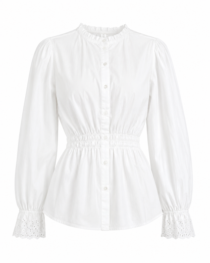 White Lace Detail Long Sleeve Blouse – SHEIN Fast Delivery in 5 Days