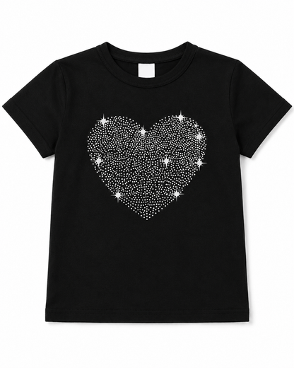 SHEIN Girls Heart Graphic Short Sleeve T-Shirt Set