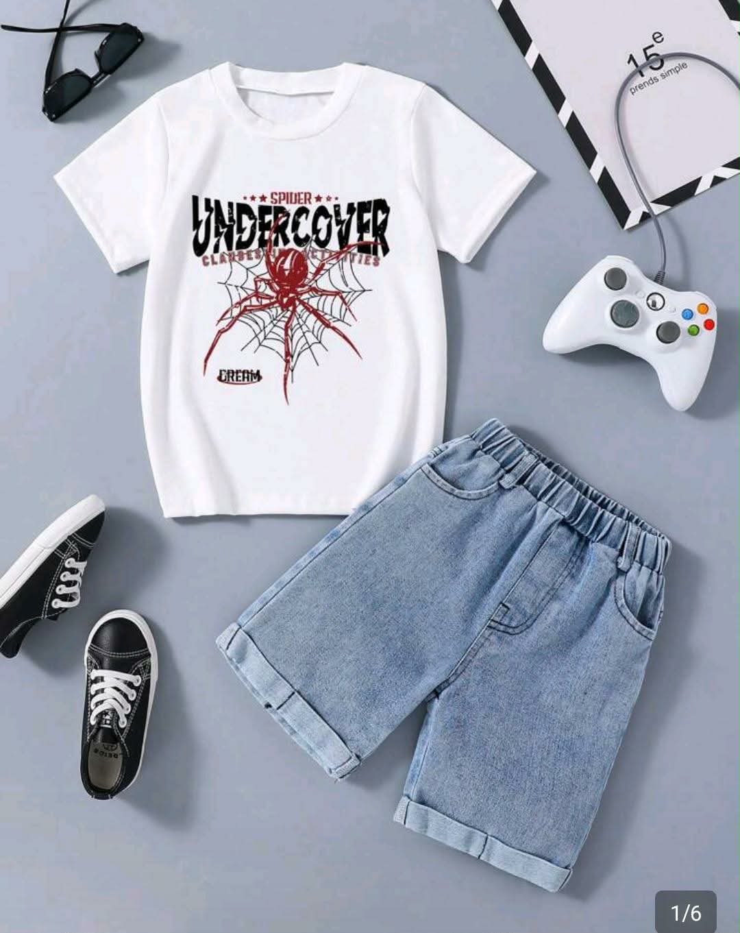 Boys White Spider Graphic T-Shirt – Short Sleeve Casual Cotton Tee, Fast Delivery in 5 Days