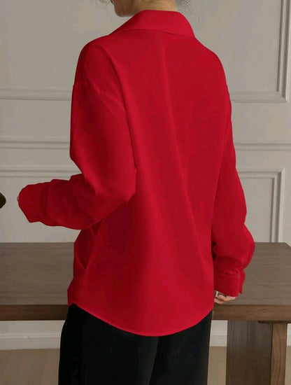 SHEIN Women Red Twist Front Long Sleeve Blouse