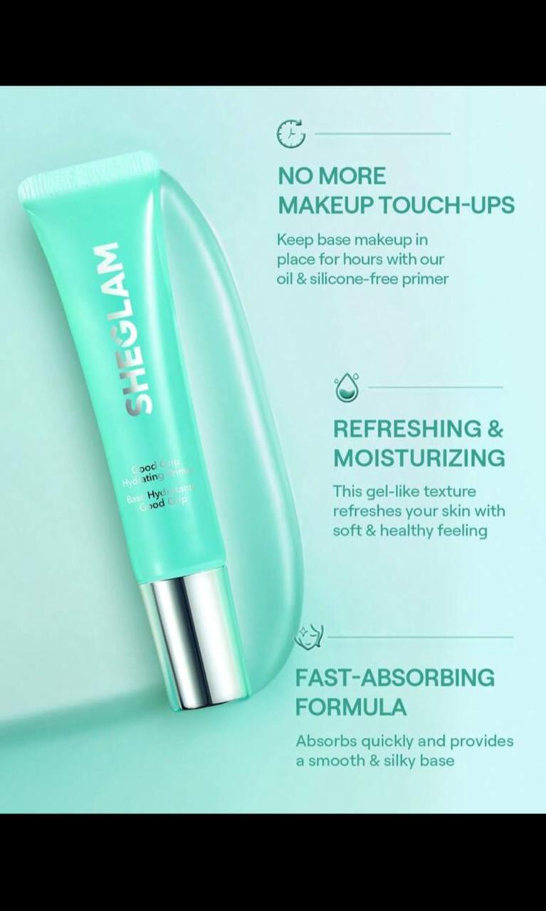 SHEGLAM Hydrating Primer, Cool Grip Gel Base, Oil & Silicone-Free Makeup Primer