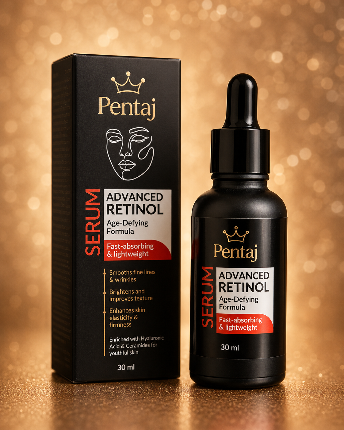 Pentaj Facial Serum 30ml – Niacinamide, Collagen Peptide & Advanced Retinol Variants