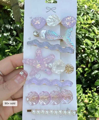 Mermaid Shell Hair Clips Set – 7pcs Pastel Ocean Clips, SHEIN Fast Delivery in 5 Days