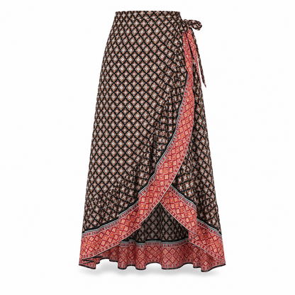 Boho Printed Side Knot Wrap Maxi Skirt – SHEIN Fast Delivery in 5 Days
