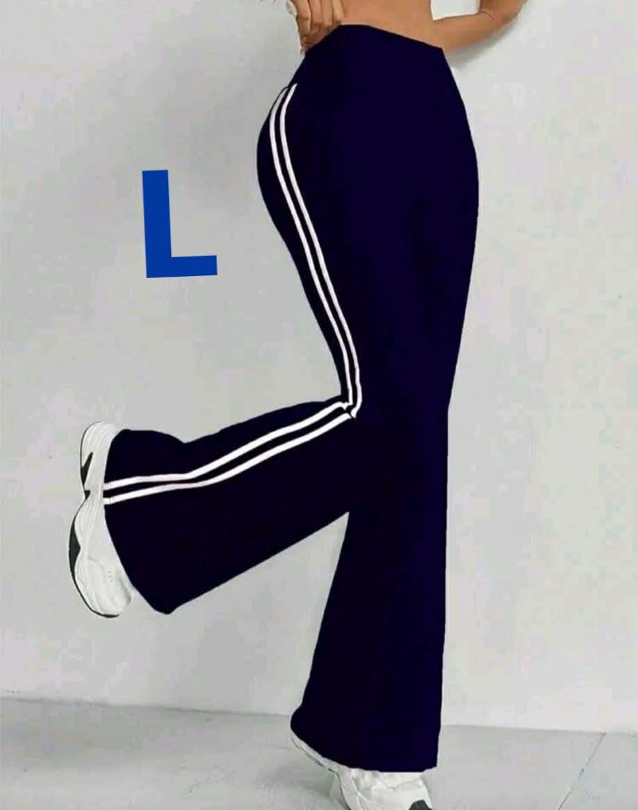 Women’s Navy Side Stripe Flare Pants – L Size, SHEIN Fast Delivery in 5 Days