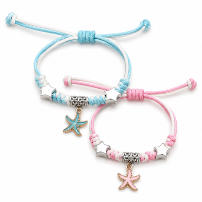 Starfish Rope Bracelet Set – Pink & Blue Beach Bracelets, SHEIN Fast Delivery in 5 Days