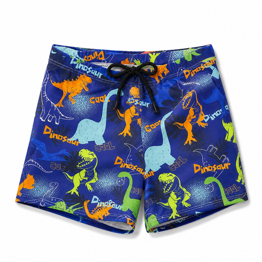 Kids Blue Dinosaur Print Swim Shorts