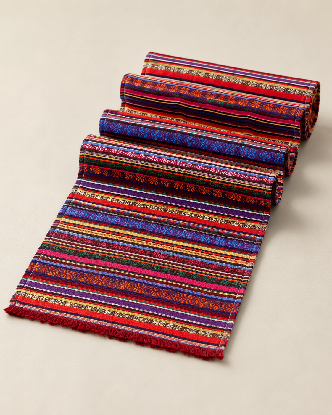 Bohemian Multicolor Striped Table Runner 150 x 45 cm