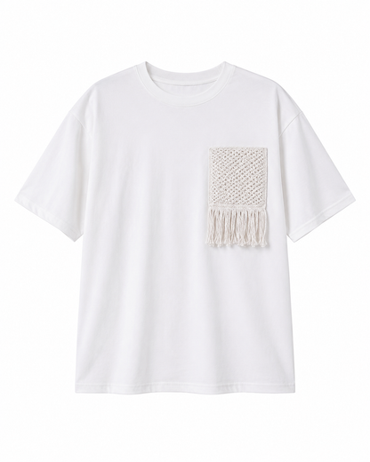 Women’s White Oversized T-Shirt with Knitted Pocket - SHEIN Fast Delivery in 5 Days