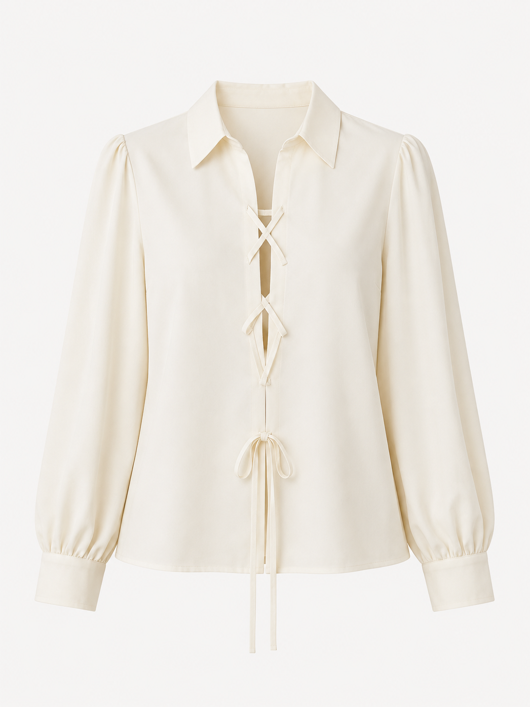 Cream Tie Front Collared Blouse – SHEIN Fast Delivery in 5 Days