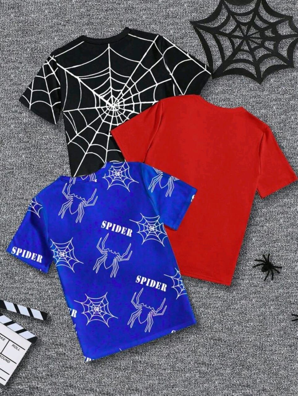 Kids Red Spider Web Graphic Short Sleeve T-Shirt