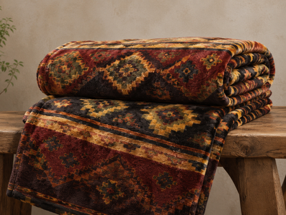 Brown Bohemian Pattern Throw Blanket