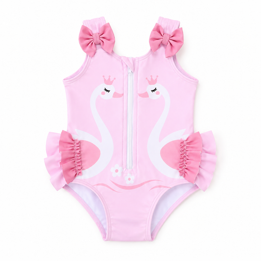 Baby Pink Swan Sleeveless Swimsuit – SHEIN Fast Delivery in 5 Days