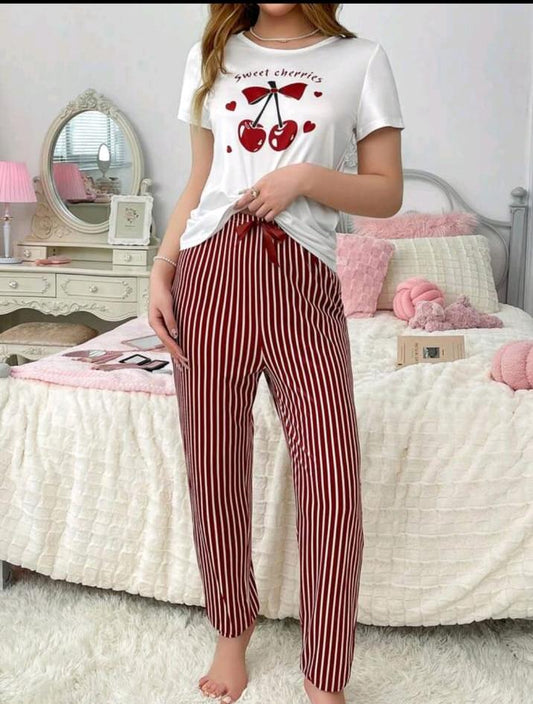 SHEIN Fast Delivery Cherry Print Pajama Set
