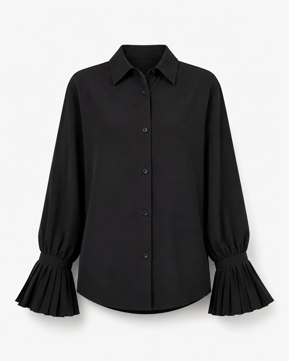 Black Pleated Cuff Button Blouse – SHEIN Fast Delivery in 5 Days