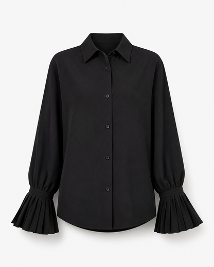 Black Pleated Cuff Button Blouse – SHEIN Fast Delivery in 5 Days