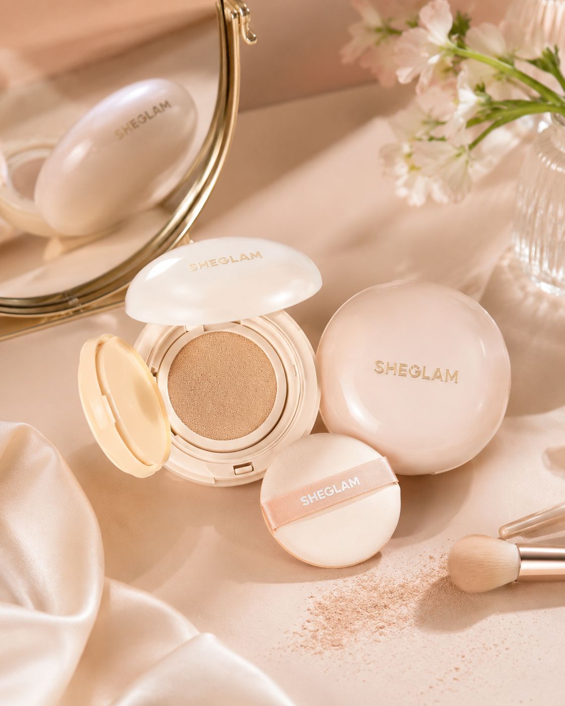 SHEGLAM Cushion Foundation – Shell, Waterproof Longwear Cushion Base Makeup