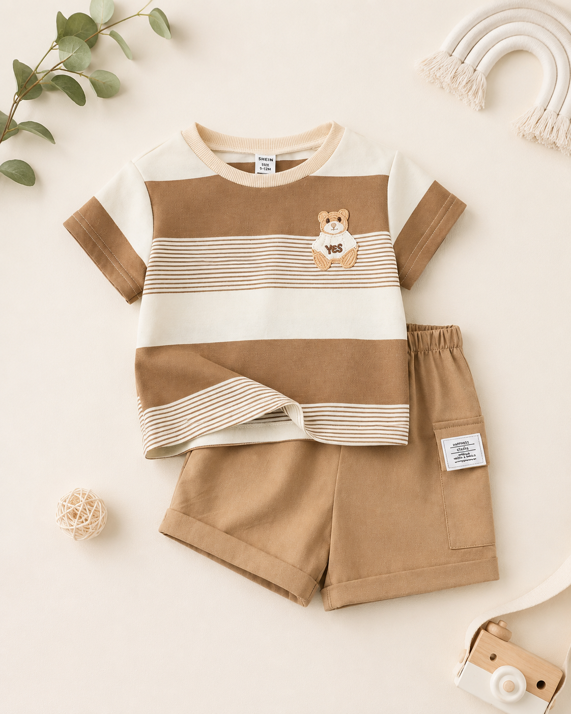 Boys Brown Striped T-Shirt and Shorts Set – SHEIN Fast Delivery in 5 Days