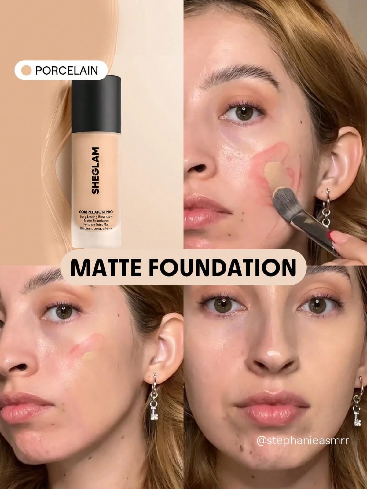SHEGLAM Complexion Pro Matte Foundation – Long Lasting Breathable Liquid Base – Porcelain & Fair Shades