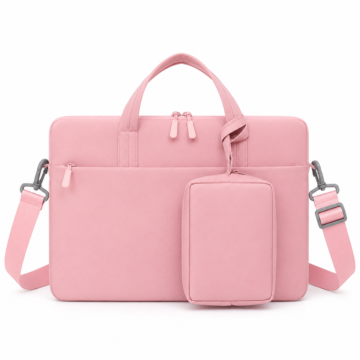 Pink Laptop Bag Set with Storage Pouch and Shoulder Strap, Computer Handbag