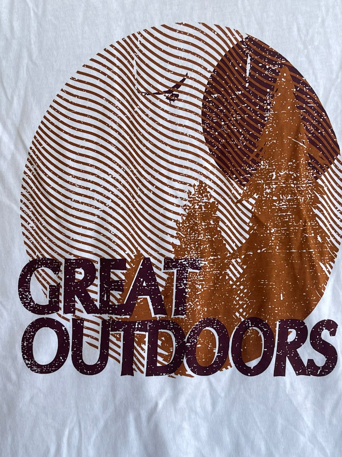 Men’s White Great Outdoors Cotton T-Shirt, Short Sleeve Casual Graphic Top