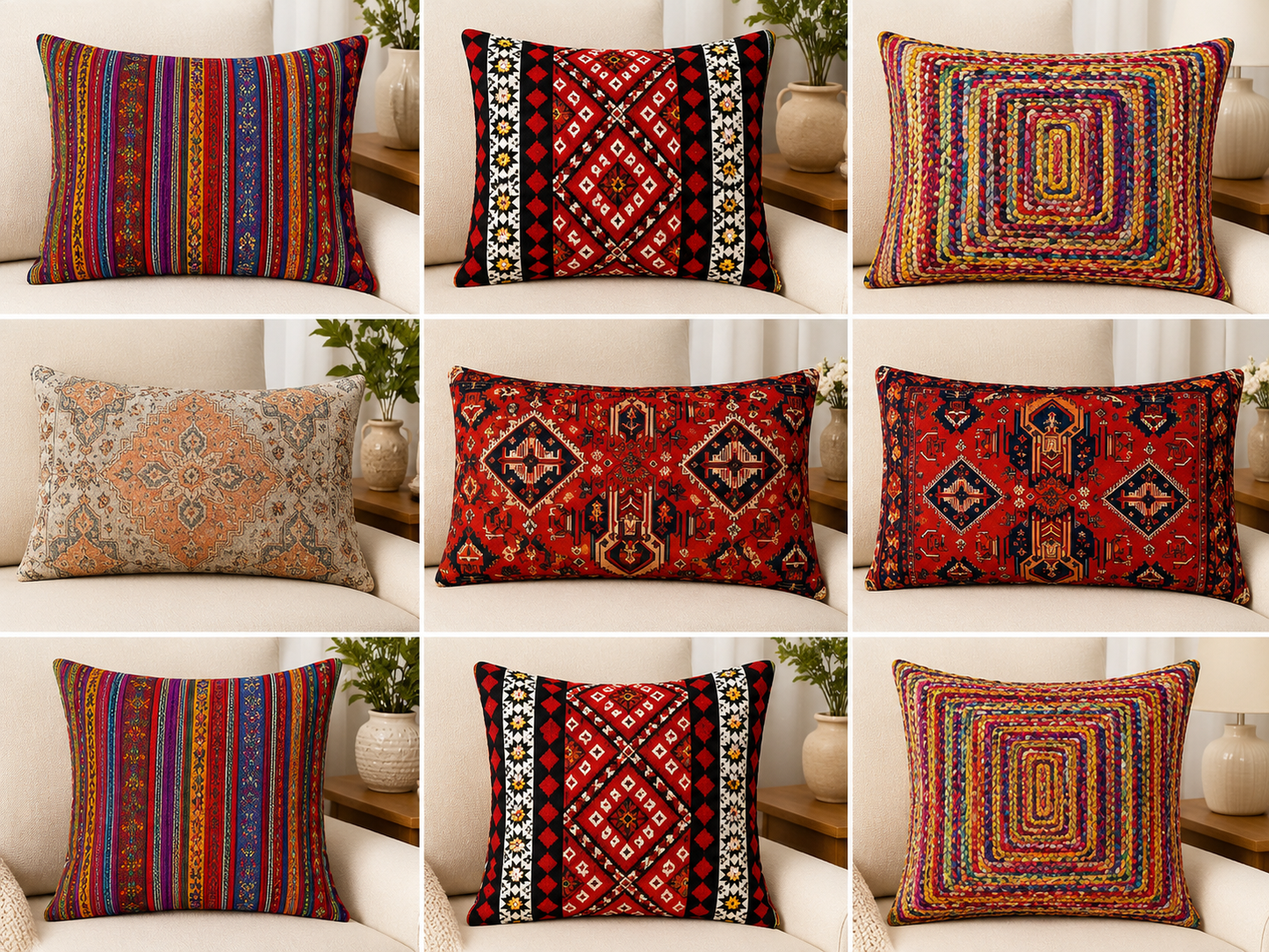 Bohemian Vintage Carpet Print Cushion Cover