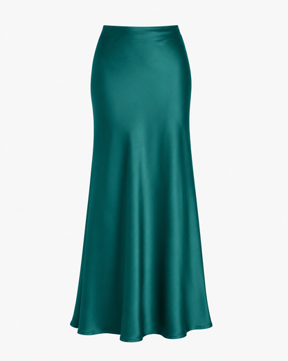 SHEIN Women’s Satin Maxi Skirt – Brown and Emerald Green