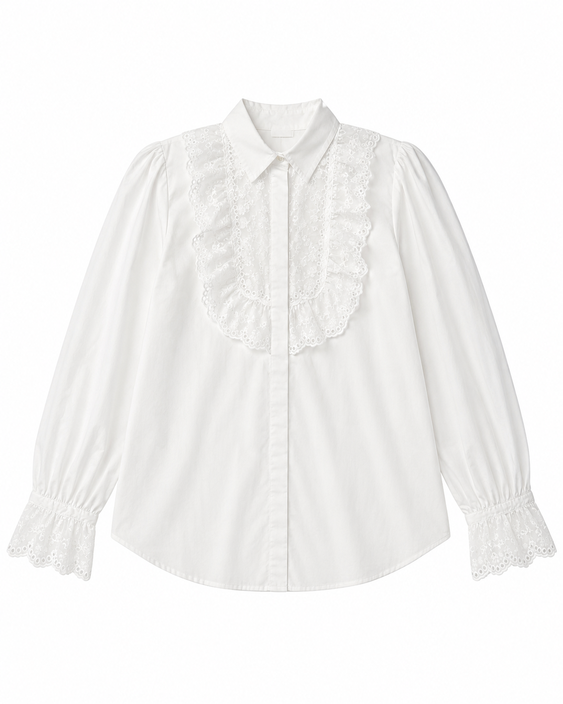 White Lace Detail Long Sleeve Blouse – SHEIN Fast Delivery in 5 Days
