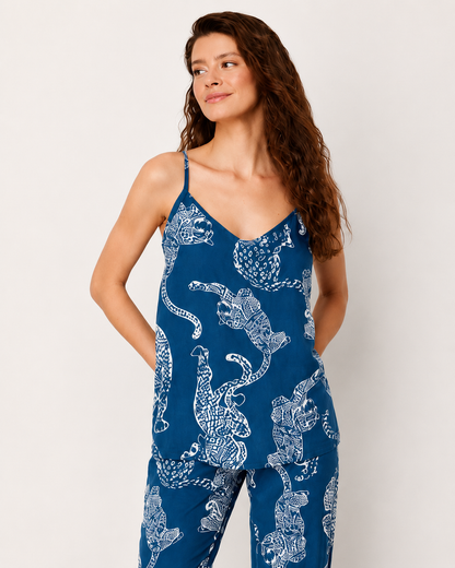 Women’s Blue Leopard Print Satin Pajama Set - SHEIN Fast Delivery in 5 Days