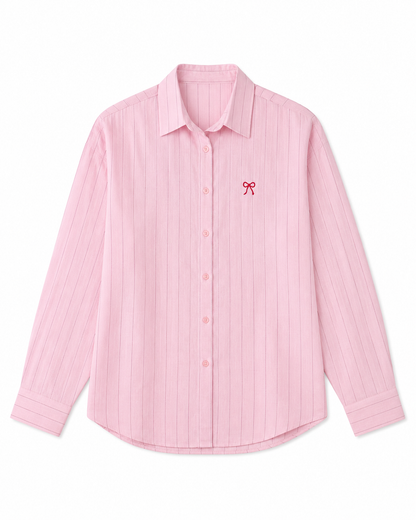 Girls Pink Striped Button-Up Shirt – Long Sleeve Casual Shirt