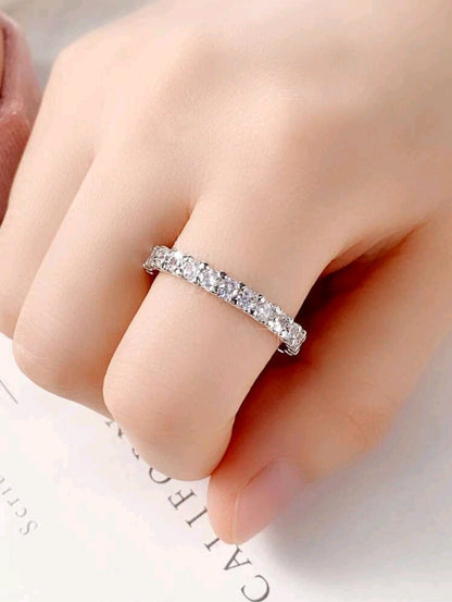 SHEIN Fast Delivery Women’s Silver Rhinestone Eternity Ring