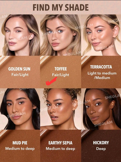 SHEGLAM Sun Beam Shimmer Liquid Bronzer – Toffee Shade Long Lasting Glow Contour