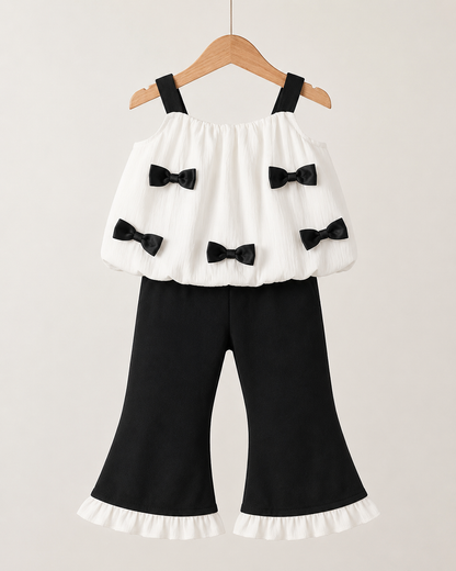 Girls Bow Detail Top and Flared Pants Set – SHEIN Fast Delivery in 5 Days