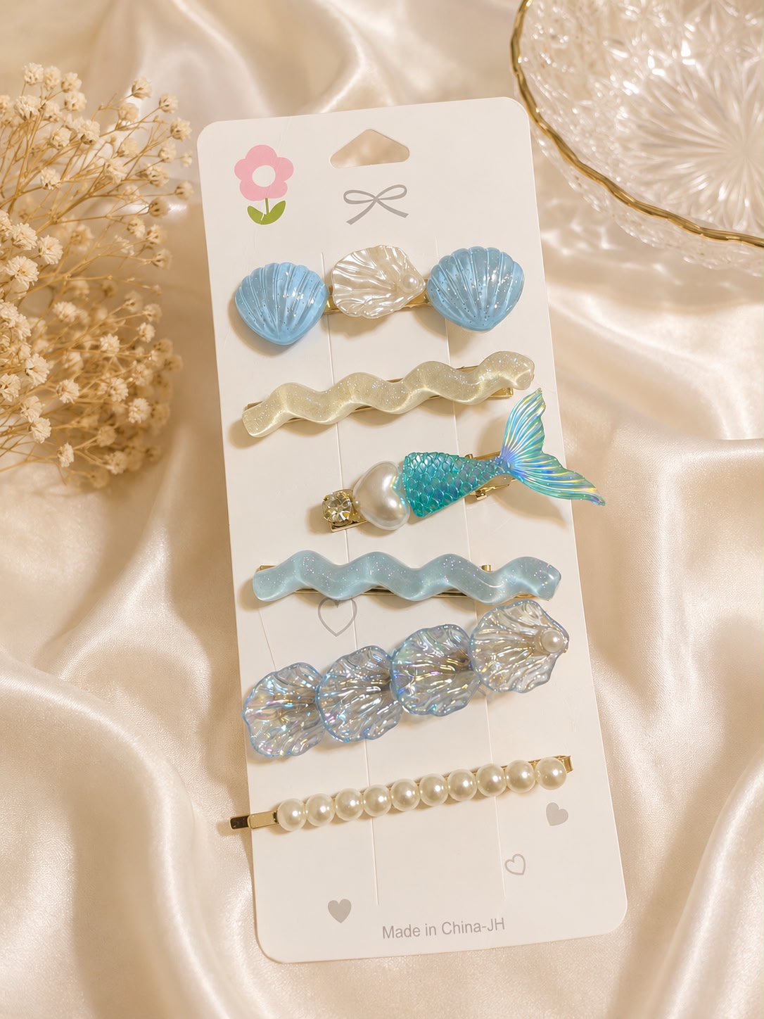 Mermaid Shell Hair Clips Set – 6pcs / 7pcs Ocean Pearl Clips, SHEIN Fast Delivery in 5 Days