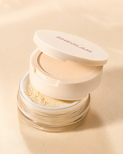 SHEGLAM Blur & Lift Setting Powder Duo – Banana, Lightweight Brightening Loose Powder for Smooth Makeup Finish