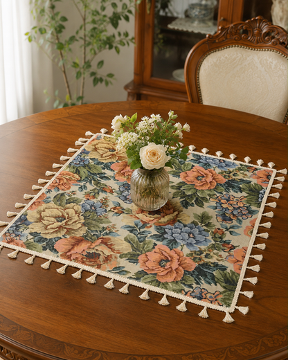 Vintage Floral Tassel Table Cover 60 x 60 cm