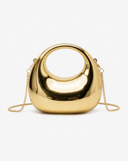 SHEIN Women’s Gold Metallic Mini Bag – Round Handle Chain Crossbody Bag, SHEIN Fast Delivery in 5 Days