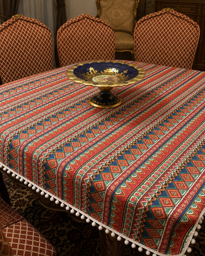 Bohemian Geometric Tassel Table Cover 140 x 140 cm
